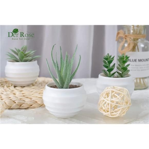 Set of 6 Succulents Plants Artificial in Pots Small Fake Plants for Bedroom - Picture 4 of 6